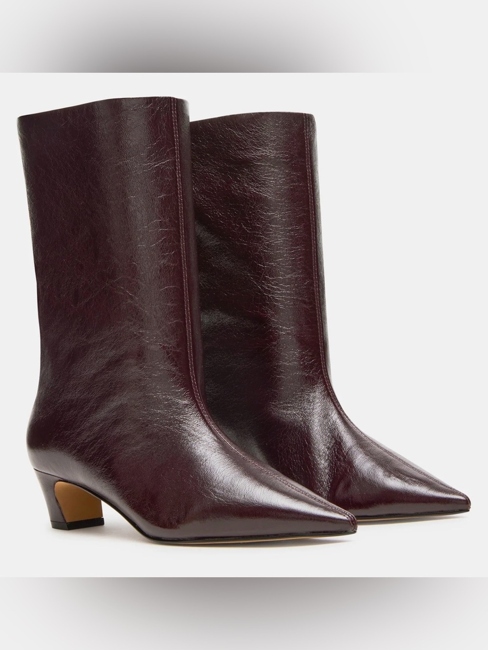 Steve Madden Lytton Pointed Mid-Calf Boot in Burgundy Patent Leather - Picture 3 of 4